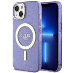Etui Guess Glitter Gold MagSafe na iPhone 14 Plus - purpurowe