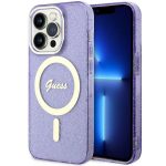Etui Guess Glitter Gold MagSafe na iPhone 14 Pro - purpurowe