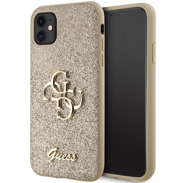 Etui Guess Glitter Script Big 4G na iPhone 11 / Xr - złote