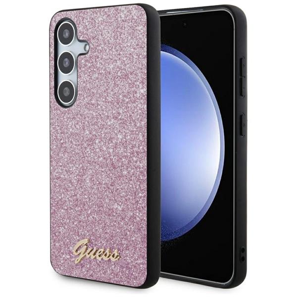 Etui Guess Glitter Script na Samsung Galaxy S24+ - fioletowe