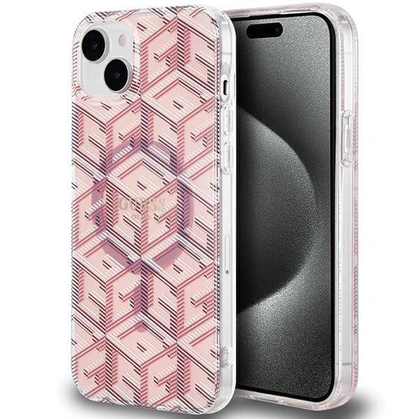 Etui Guess IML GCube MagSafe na iPhone 15 Plus / 14 Plus - różowe