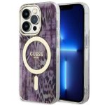 Etui Guess Leopard MagSafe na iPhone 14 Pro Max - różowe