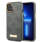 Etui Guess Peony Logo Plate MagSafe na iPhone 13 - szare