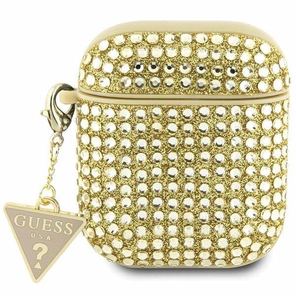 Etui Guess Rhinestone Triangle Charm na AirPods 1/2 - złote