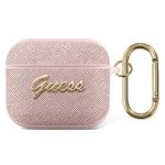 Etui Guess Saffiano Script Metal Collection na AirPods 3 - różowe
