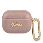 Etui Guess Saffiano Script Metal Collection na AirPods Pro - różowe
