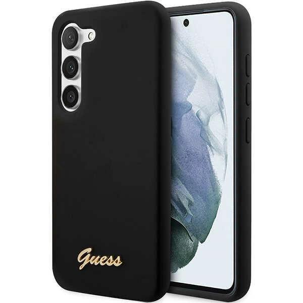 Etui Guess Silicone Vintage Gold Logo na Samsung Galaxy S23 - czarne