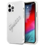 Etui Guess Vintage Script Silver na iPhone 12 Pro Max - przezroczyste