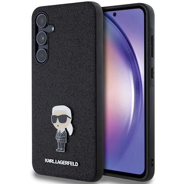 Etui Karl Lagerfeld Fixed Glitter Ikonik Logo Metal Pin na Samsung Galaxy A55 - czarne