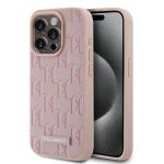 Etui Karl Lagerfeld Leather Monogram Metal Logo na iPhone 15 Pro Max - różowe