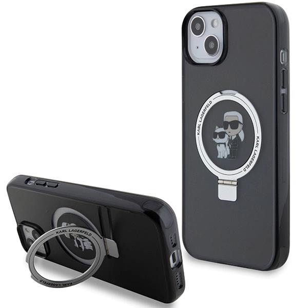 Etui Karl Lagerfeld Ring Stand Karl&Choupettte MagSafe do iPhone 15 - czarne