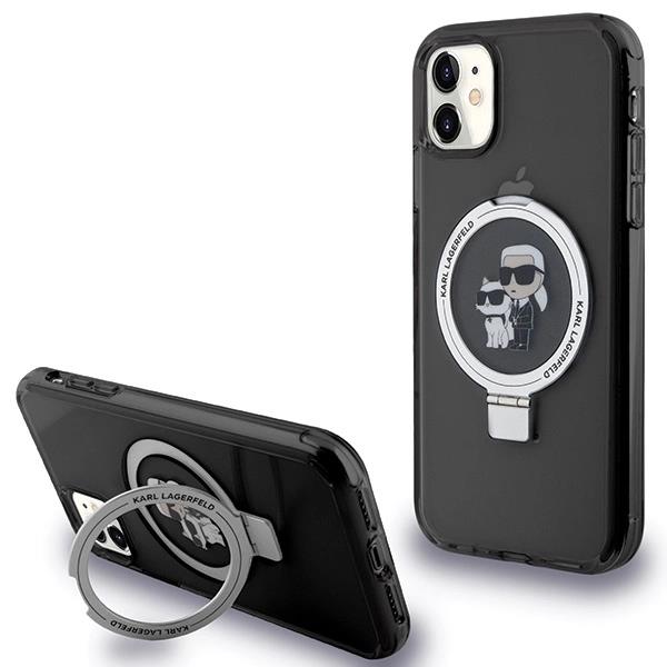 Etui Karl Lagerfeld Ring Stand Karl&Choupettte MagSafe na iPhone 11 / Xr - czarne