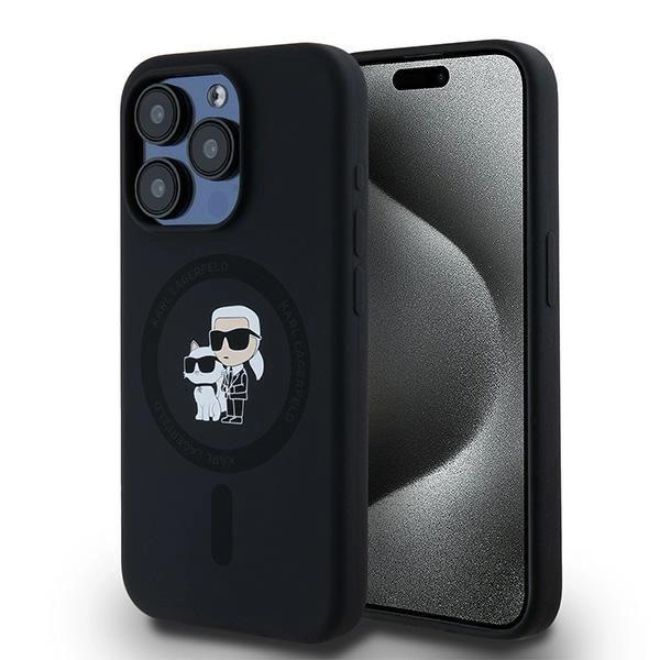 Etui Karl Lagerfeld Silicone Karl&Choupette MagSafe na iPhone 15 Pro - czarne