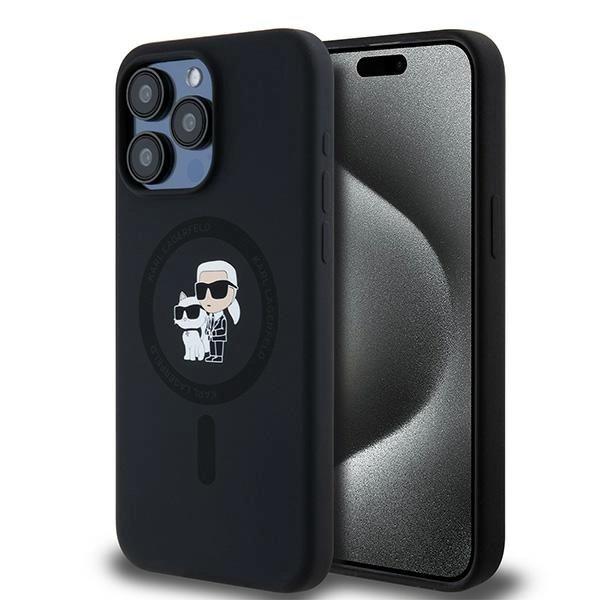 Etui Karl Lagerfeld Silicone Karl&Choupette Ring MagSafe na iPhone 15 Pro Max - czarne