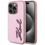Etui Karl Lagerfeld Wrinkled Metal Signature na iPhone 15 Pro Max - różowe