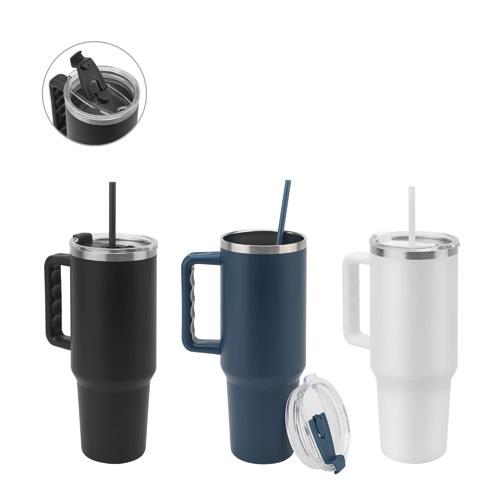JOYNER XL. Duży kubek podróżny ze stali nierdzewnej (91% z recyklingu) z podwójnymi ściankami izolowanymi próżniowo i matowym wykończeniem 1300 ml