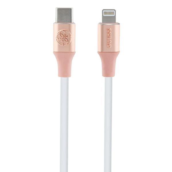 Kabel Guess Ebossed Logo USB-C / Lightning 1.5m szybkie ładowanie - różowy
