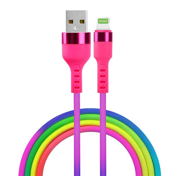 Setty kabel USB - Lightning 1,2 m 2,1A KNA-L-1.22.113 tęczowy