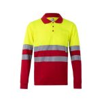 VL VULCAN LARGE. Dwukolorowa koszulka polo w ptasie oczy (160 g/m2) z długim rękawem, poliester (100%)