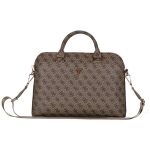 Guess torba Computer Bag 4G Zipper Pocket & Triangle Logo do laptopa 15" brązowa