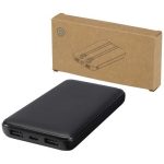Adhil powerbank o pojemności 10.000 mAh i mocy 10 W z tworzyw sztucznych pochodzących z recyklilngu z 2 wbudowanymi kablami