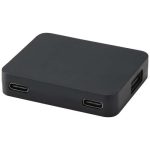 Gaia 4-portowy hub USB z wyjściem USB-A i typu C oraz podwójnym wejściem — wykonany z tworzyw sztucznych pochodzących z recyk