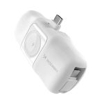 Mini powerbank Wozinsky WF16-YCS 5000mAh 15W USB-C z wbudowanym kablem USB-C i ładowarką do Apple Watch - biały