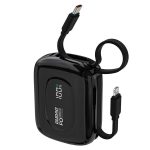 Powerbank Dudao K32 22,5W 10000 mAh z wbudowanym kablem USB-C/Lightning - czarny