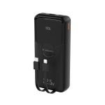 Powerbank Wozinsky 20000mAh 22,5W PD20W z wbudowanymi kablami Lightning i USB-C - czarny