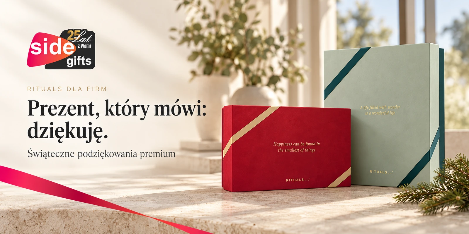 Rituals dla firm — zestawy Ayurveda i Jing na świąteczne podziękowania premium, baner SIDE Gifts.